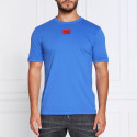 T-shirt Diragolino bleu HUGO regular fit en coton avec étiquette logo rouge
