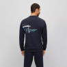 Sweat Relaxed fit en coton mélangé à motif bleu foncé
