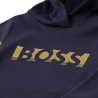 Sweat en coton bleu marine logo métallisé BOSS