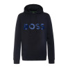 Sweat à capuche SOODY BOSS bleu marine logo imprimé métallisé chez DMS