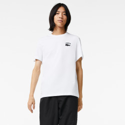 T-shirt LACOSTE en coton blanc logo brodé noir