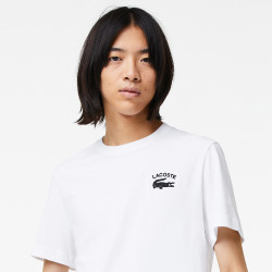 T-shirt LACOSTE blanc logo brodé TH9665
