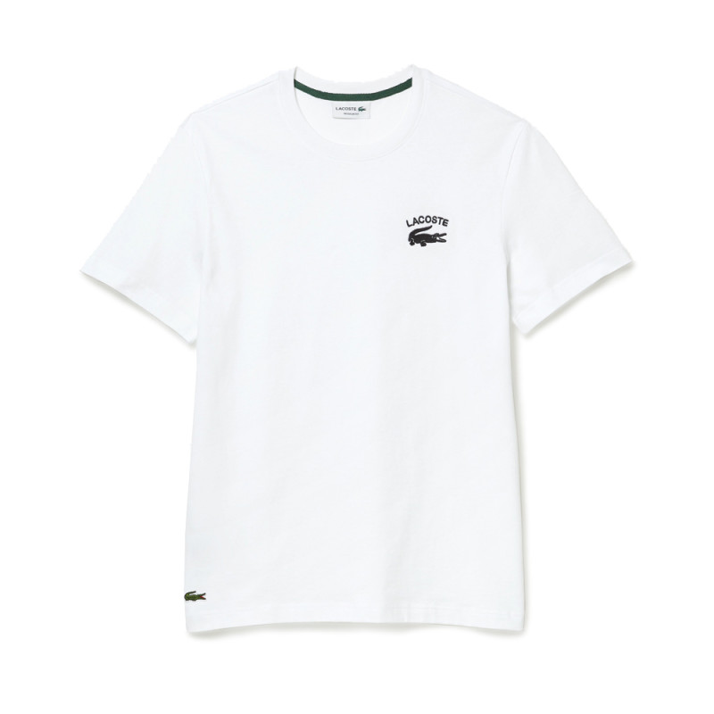 T-shirt regular fit LACOSTE en jersey de coton blanc logo brodé noir