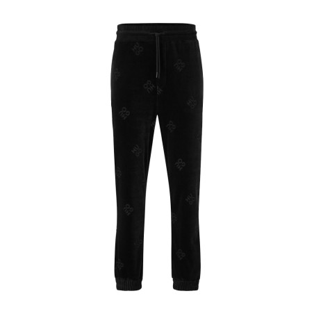 Pantalon de jogging Daboon HUGO noir en velours de coton mélangé à logos