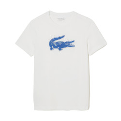 T-shirt LACOSTE Sport en jersey respirant imprimé crocodile 3D blanc