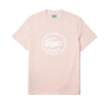 T-shirt rose Lacoste en coton à col rond avec logo imprimé en 3D