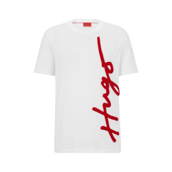 T-Shirt Hugo en coton biologique avec logo brodé oversize DYTON Blanc