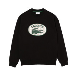 Sweatshirt Lacoste loose fit en molleton de coton avec logo Noir