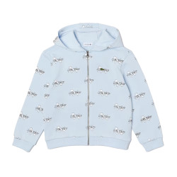 SWEATSHIRT ZIPPÉ LACOSTE ENFANT AVEC CAPUCHE ET IMPRIMÉ SIGLÉ CONTRASTÉ