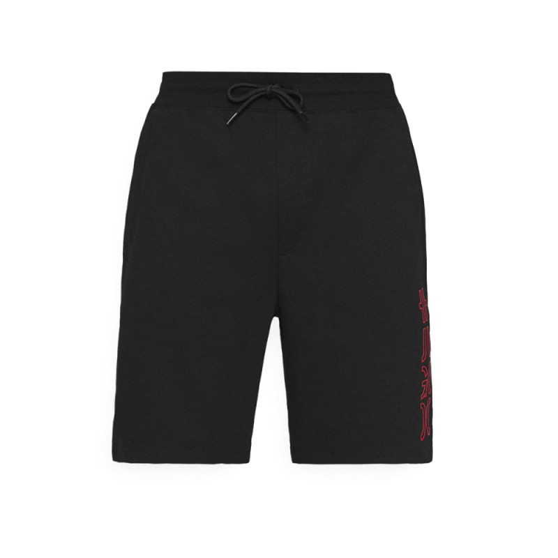 Short HUGO Doolio en coton biologique à logo revisité noir/rouge