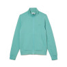 SWEATSHIRT ZIPPÉ UNI VERT À COL MONTANT LACOSTE EN COTON MÉLANGÉ