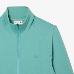 SWEATSHIRT ZIPPÉ UNI VERT À COL MONTANT LACOSTE