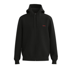 SWEAT ZIPPÉ HUGO DAPLE212 EN MOLLETON DE COTON AVEC PATCH LOGO NOIR