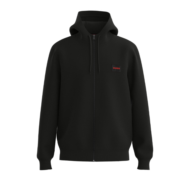 SWEAT ZIPPÉ HUGO DAPLE212 EN MOLLETON DE COTON AVEC PATCH LOGO NOIR
