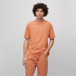 T-SHIRT ORANGE RELAXED FIT EN JERSEY DE COTON AVEC PATCH LOGO DIREZZI HUGO