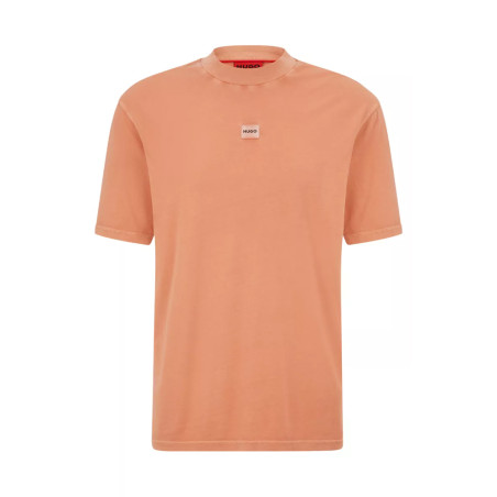 T-SHIRT ORANGE RELAXED FIT EN JERSEY DE COTON AVEC PATCH LOGO DIREZZI HUGO