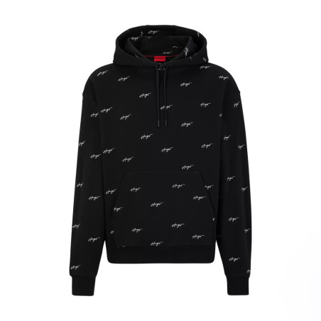 SWEAT À CAPUCHE RELAXED FIT NOIR À LOGOS MANUSCRITS DORTALEZZA HUGO