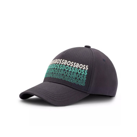 CASQUETTE BLEU FONCÉ EN SERGÉ DE COTON AVEC IMPRIMÉ LOGO RÉPÉTÉ HIGH TECH PREP BOSS