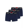 LOT DE TROIS BOXERS COURTS BLEU MARINE EN COTON STRETCH AVEC TAILLE À LOGOS HUGO