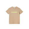 T-SHIRT ENFANT LACOSTE BEIGE ET JAUNE AVEC MARQUAGE CONTRASTÉ EN JERSEY DE COTON