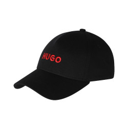 CASQUETTE MEN-X 582-R NOIRE EN TWILL DE COTON AVEC LOGO ROUGE EN RELIEF HUGO