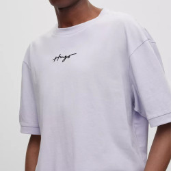 T-SHIRT RELAXED FIT VIOLET EN COTON AVEC LOGO MANUSCRIT DONTEVIDEO HUGO