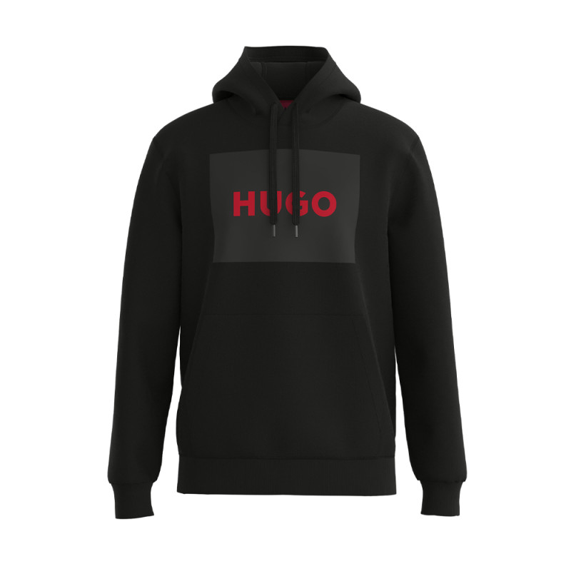 SWEAT À CAPUCHE EN MOLLETON AVEC LOGO IMPRIMÉ NOIR DURATSCHI223 HUGO