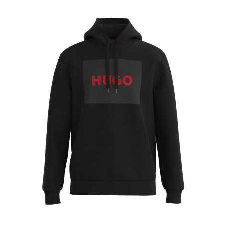 SWEAT À CAPUCHE EN MOLLETON AVEC LOGO IMPRIMÉ NOIR DURATSCHI223 HUGO