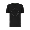 T-SHIRT NOIR EN COTON STRETCH AVEC LOGOS IMPRIMÉS CIRCULAIRES TEE 4 BOSS