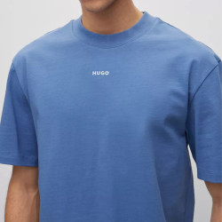 T-SHIRT BLEU RELAXED FIT EN JERSEY DE COTON À LOGO IMPRIMÉ DAPOLINO HUGO