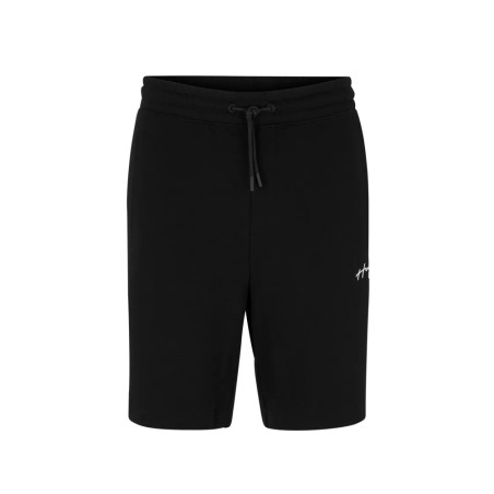 SHORT RELAXED FIT EN MOLLETON DE COTON NOIR AVEC LOGO MANUSCRIT DAMPINAS HUGO