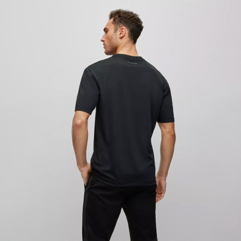 T-SHIRT NOIR À LOGOS TON SUR TON