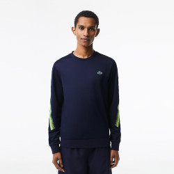 SWEATSHIRT BLEU MARINE LACOSTE TENNIS CLASSIC FIT BANDES SIGLÉES