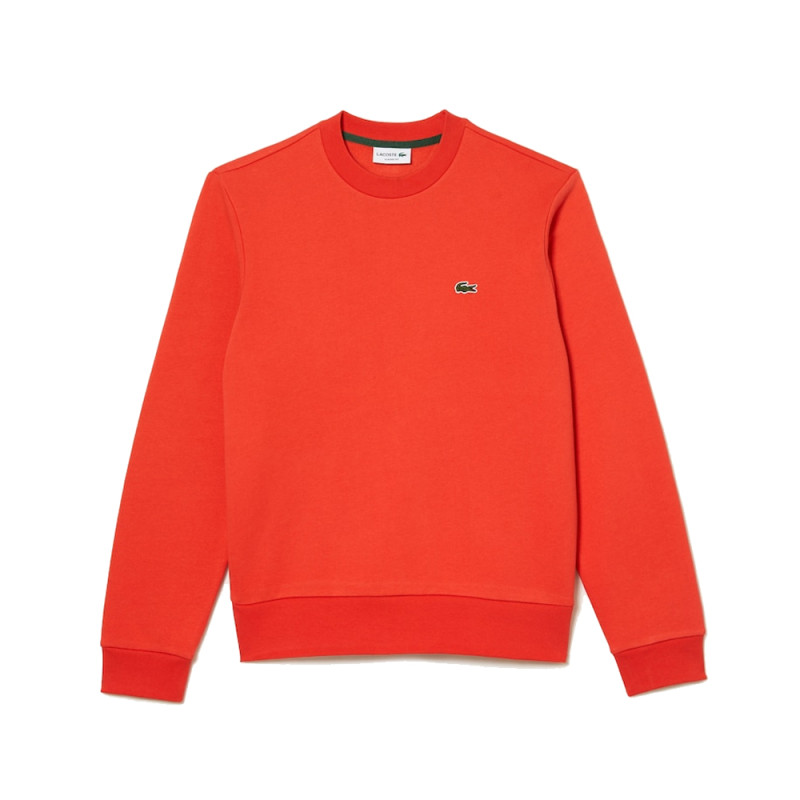 SWEATSHIRT HOMME LACOSTE EN MOLLETTON GRATTÉ DE COTON BIOLOGIQUE ORANGE