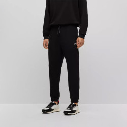 BAS DE SURVÊTEMENT NOIR EN COTON RELAXED FIT AVEC LOGO MANUSCRIT DRASILIA HUGO