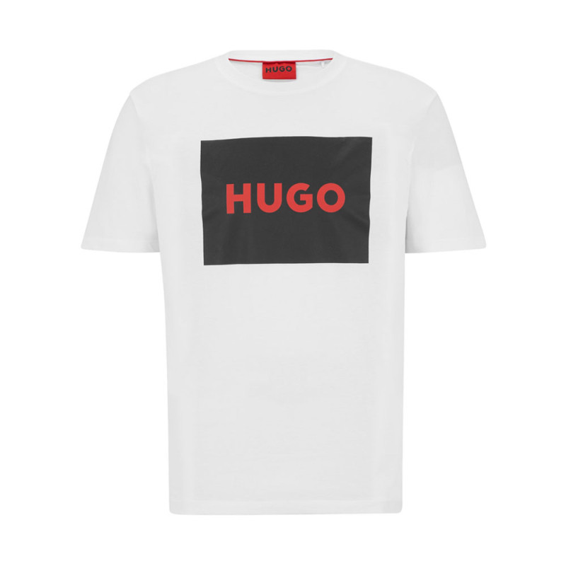 T-SHIRT BLANC EN COTON AVEC ÉTIQUETTE LOGO NOIR DULIVE222 HUGO