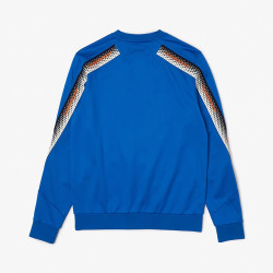 SWEATSHIRT BLEU LACOSTE TENNIS CLASSIC FIT BANDES SIGLÉES