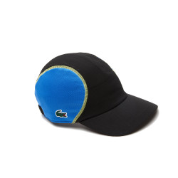Casquette RK4971 Lacoste TENNIS empiècements en résille noire et bleue