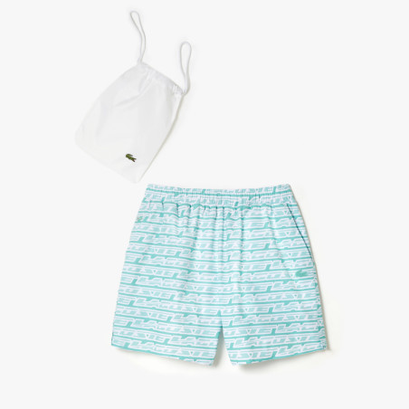 Short de bain MH5640 LACOSTE imprimé graphique vert