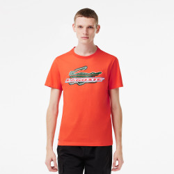 T-SHIRT HOMME LACOSTE SPORT REGULAR FIT EN COTON BIOLOGIQUE ORANGE