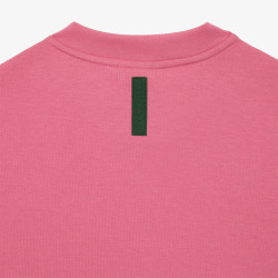 SWEAT LACOSTE A COL ROND EN COTON MÉLANGÉ AVEC POCHE ROSE