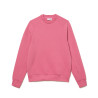 SWEAT LACOSTE A COL ROND EN COTON MÉLANGÉ AVEC POCHE KANGOUROU ROSE