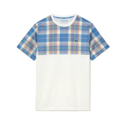 T-shirt homme TH7264 UID Lacoste Tennis regular fit imprimé carreaux blanc