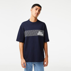 T-SHIRT LOOSE FIT LACOSTE IMPRIMÉ INSPIRATION TENNIS BLEU MARINE