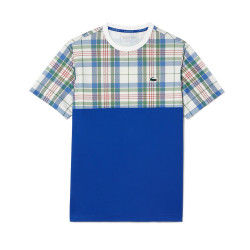 T-shirt homme TH7264 Lacoste Tennis imprimé carreaux bleu