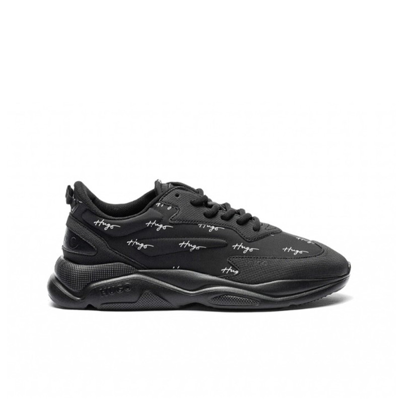 BASKETS NOIRES AVEC LOGOS MANUSCRITS LEON_RUNN_HWLG HUGO