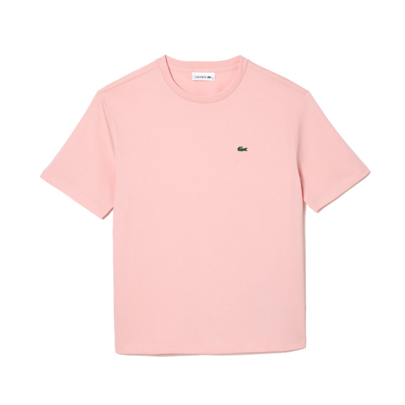 T-shirt Lacoste à col rond en coton premium rose