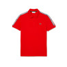 POLO HOMME LACOSTE À BANDES SIGLÉES EN MINI PIQUÉ ROUGE