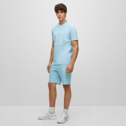 T-SHIRT TEE 4 BOSS BLEU AVEC LOGOS IMPRIMÉS CIRCULAIRES