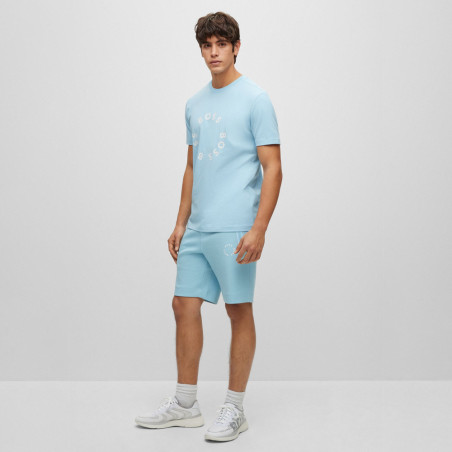 T-SHIRT BLEU AVEC LOGOS BOSS IMPRIMÉS